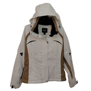Columbia Women's White and Brown Ski Jacket Size 8